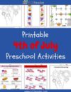 4th of July Preschool Theme Activities