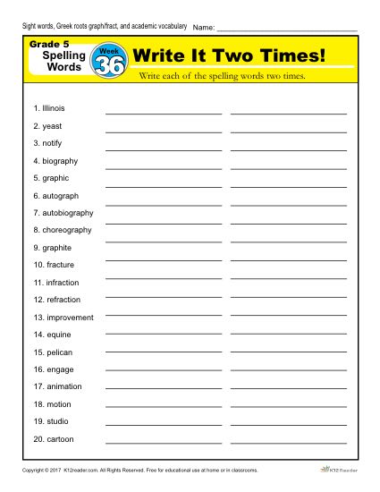 5th Grade Spelling Words - Lesson 36 of 36