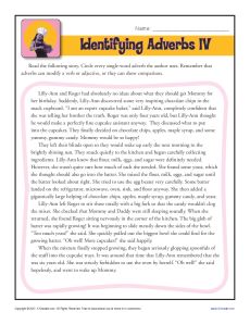 Adverb Worksheet Activity - Identifying the Adverbs