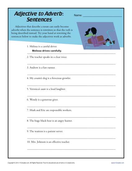 Free, Printable Adjective to Adverb Activity - Sentences