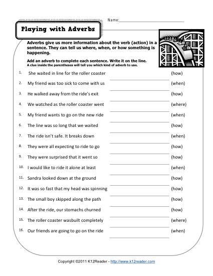 Free, Printable Adverb Worksheet - Playing with Adverbs
