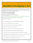 Appositives at Beginning or End - Free, Printable Worksheet Practice Activity