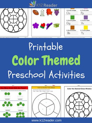 Color Themed Printable Activities for Preschool