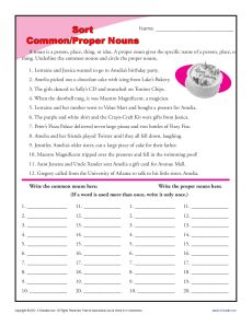 Common Nouns and Proper Nouns