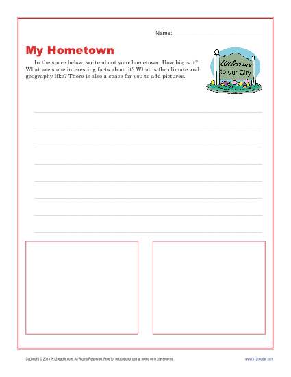 3rd and 4th Grade Writing Prompt - My Hometown