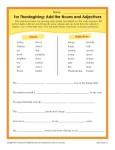 Noun and Adjective Thanksgiving Worksheet