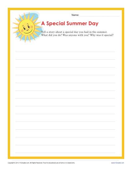 4th and 5th Grade Writing Prompt - Summer Day