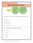 Printable Writing Exercise - Adding Prepositional Phrases