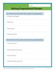 Printable Writing Worksheet - Prepositional Phrases