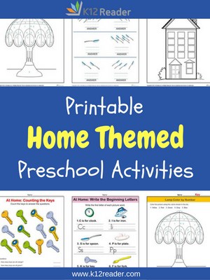 Home Themed Printable Activities for Preschool