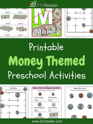 Money Themed Printable Activities for Preschool
