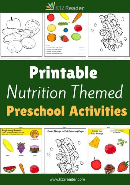 Nutrition Themed Printable Activities for Preschool