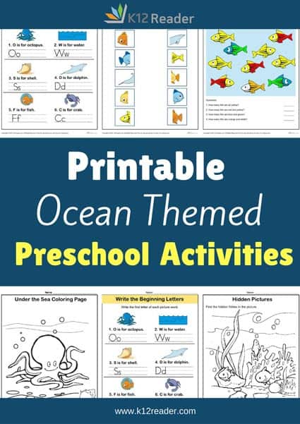Ocean Themed Printable Activities for Preschool