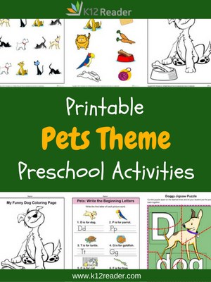 Pets Themed Printable Activities for Preschool