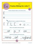 Handwriting Practice Sheet - Letter E