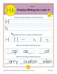 Handwriting Practice Sheet - Letter H