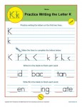 Handwriting Practice Sheet - Letter K