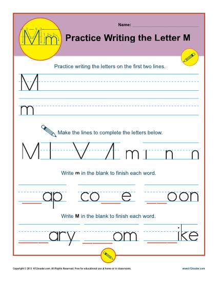 Handwriting Practice Sheet - Letter M