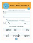 Handwriting Practice Sheet - Letter N