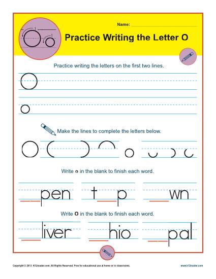 Handwriting Practice Worksheet - Letter O