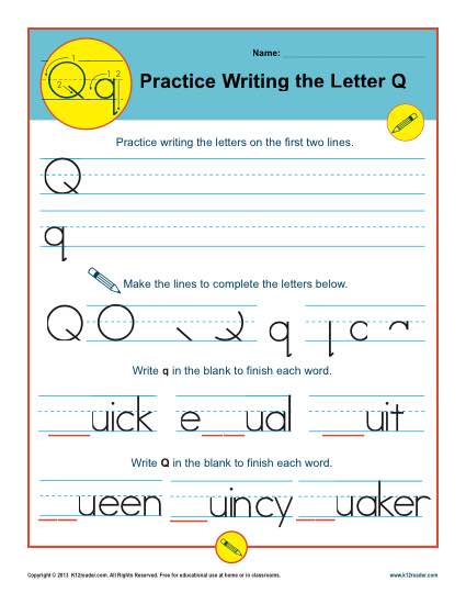 Handwriting Practice Worksheet - Letter Q