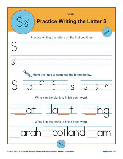 Handwriting Practice Activity - Letter S