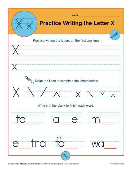 Handwriting Practice - The Letter X
