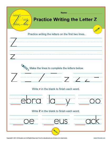 Handwriting Practice Activity - The Letter Z