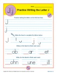 Handwriting Practice Sheet - Letter J