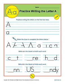 Handwriting Practice Worksheet - The Letter A