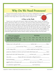 Printable Pronoun Activity - Why Do We Need Pronouns?