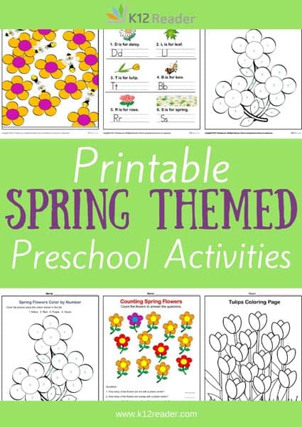 Spring Themed Printable Activities for Preschool