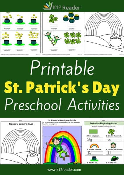 St. Patrick's Day Themed Printable Activities for Preschool