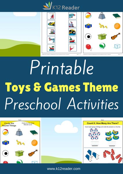 Toys and Games Themed Printable Activities for Preschool