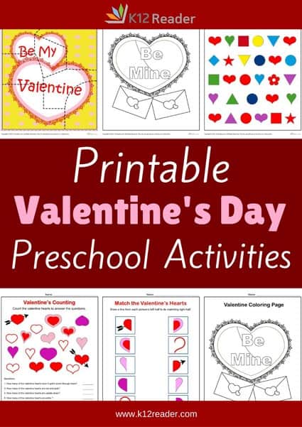Valentine's Day Themed Printable Activities for Preschool