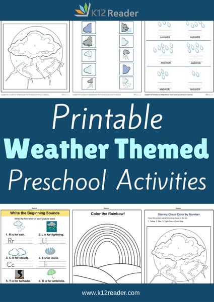 Weather Themed Printable Activities for Preschool