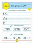 Handwriting Practice Sheet - M, A, R