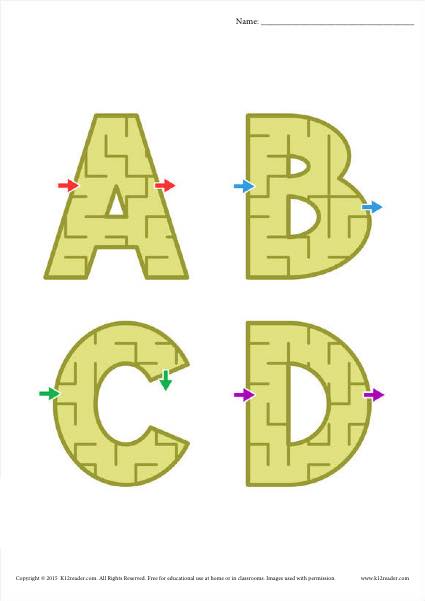 Alphabet Worksheet Maze Activity for all 26 letters