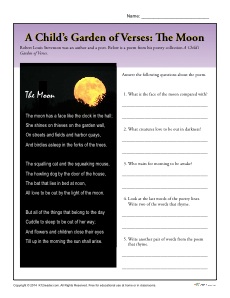 A Child's Garden of Verses Comprehension Activity - The Moon