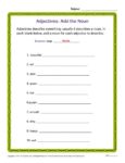 Adjectives Activity: Add the Noun | Grammar Worksheets