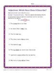 Adjectives: Which Noun Does it Describe? | Grammar Worksheets