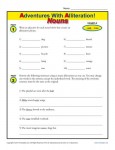 Adventures With Alliteration - Nouns - Free, Printable Worksheet Lesson Activity