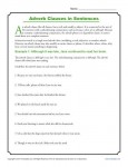 Adverb Worksheet Activity - Adverb Clauses in Sentences