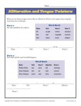 Alliteration And Tongue Twisters Printable Worksheet Activity
