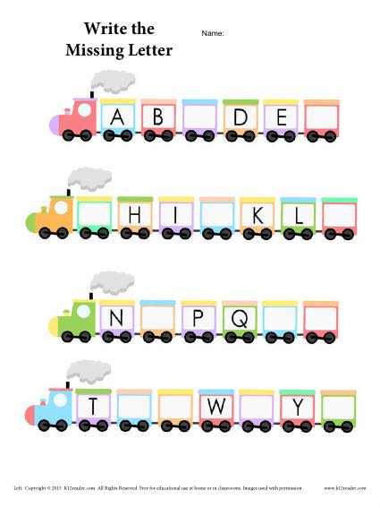 A to Z Alphabet Train Activity - Fill in the missing letter