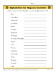 Hispanic Heritage Month Activity - Alphabetize the Countries