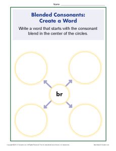 Blended Consonants Worksheet - Creating New Words with BR