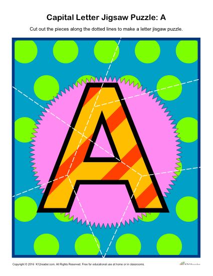 Preschool Alphabet Activity - Printable Capital Letter A Jigsaw Puzzle