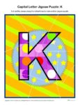 Preschool Alphabet Activity - Printable Capital Letter K Jigsaw Puzzle