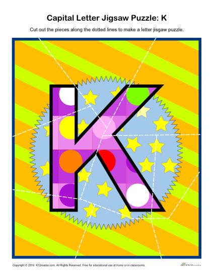 Preschool Alphabet Activity - Printable Capital Letter K Jigsaw Puzzle